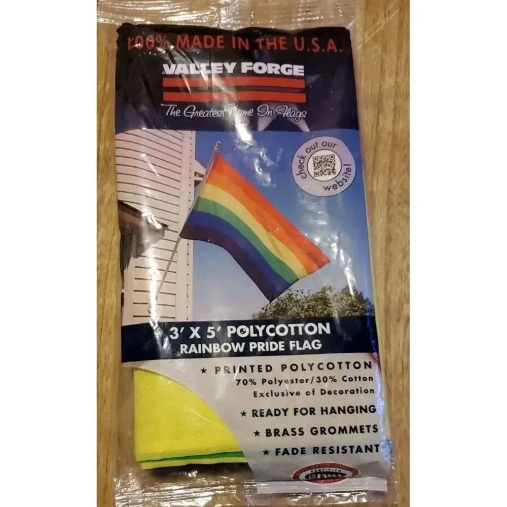 3x5ft Printed‎ Polycotton Valley Forge Pride Rainbow Flag, Grommeted